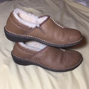 UGG Australia brown/cream leather slip ons